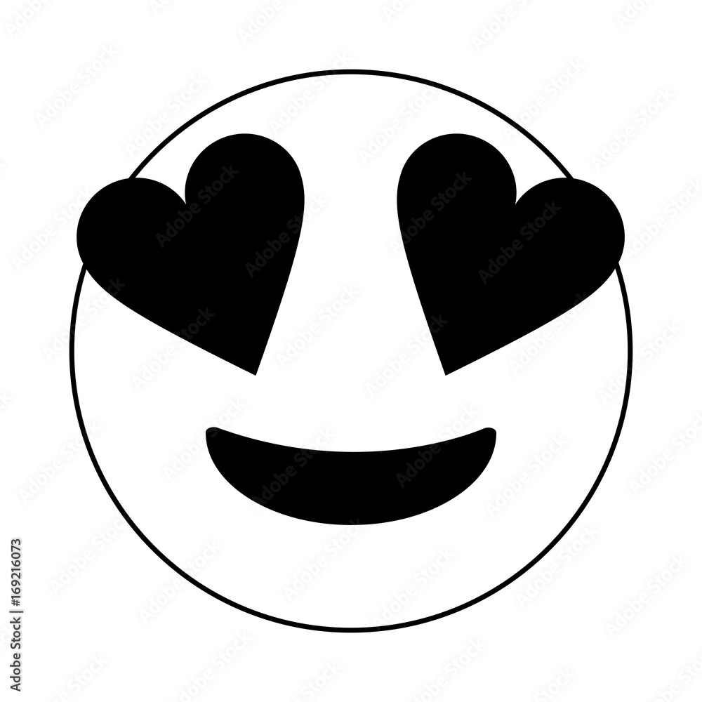 Black and white in love emoji over white background vector illustration  Stock Vector | Adobe Stock