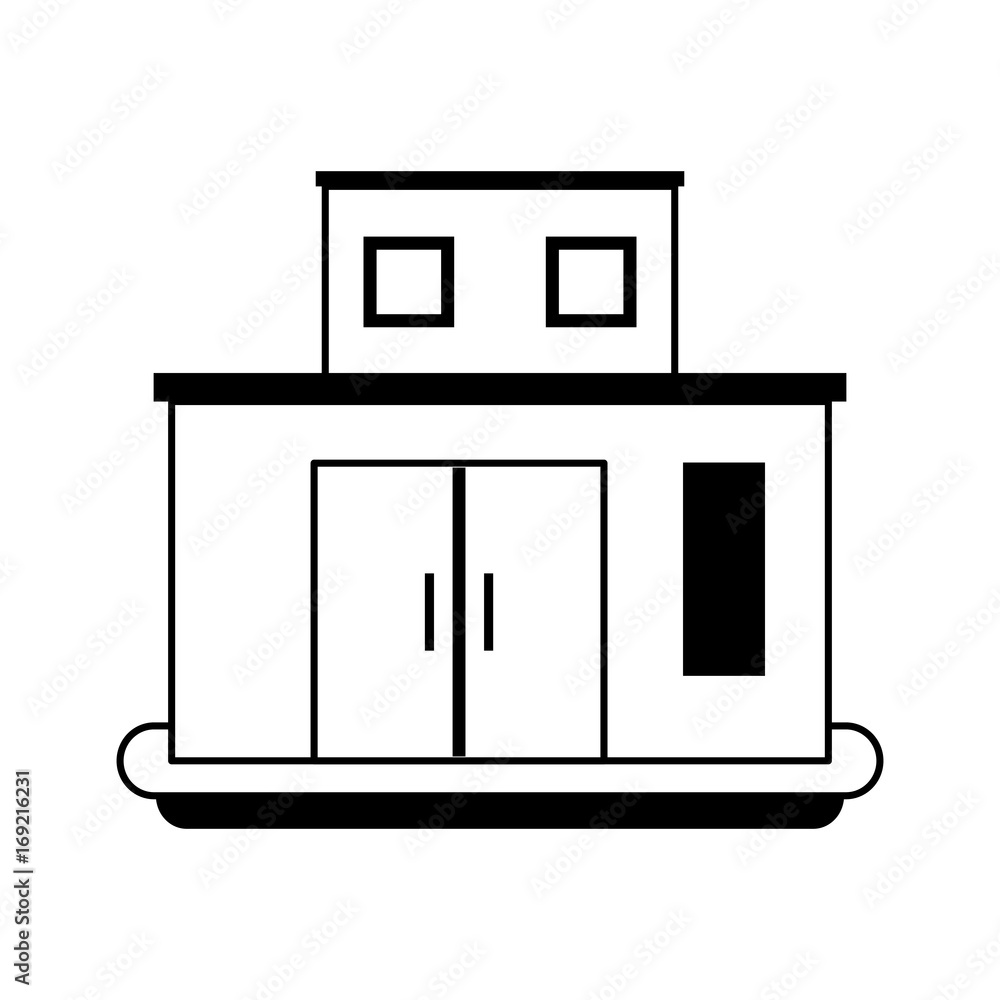 Black and white building design over white background vector illustration Black and white building design over white background vector illustration