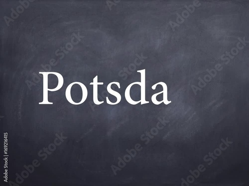 Wort Potsdam geschrieben auf Schiefertafel mit Kreide – Animation