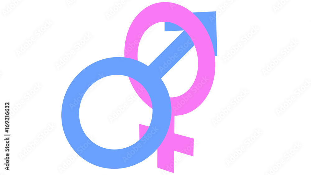 Sex concept, male symbol penetrating a female symbol Sex concept, male symbol penetrating a female symbol