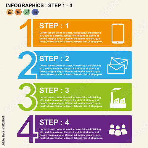 1-4 step slide timeline numbers infographics design template, process diagram, Vector illustration EPS10