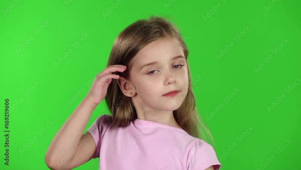 Baby shows okay. Green screen. Slow motion Baby shows okay. Green screen. Slow motion