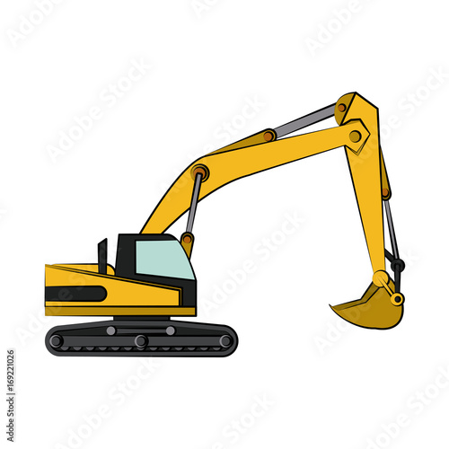 backhoe construction heavy machinery icon image vector illustration design 
