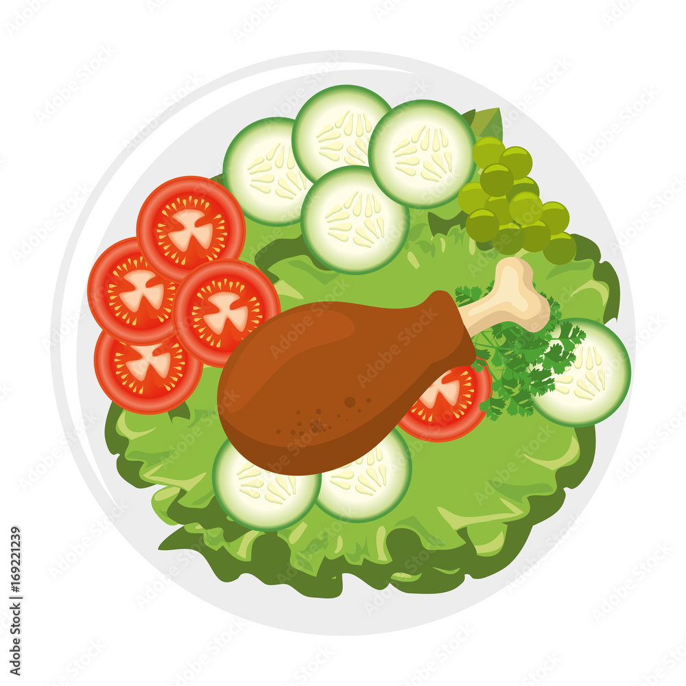 gourmet dish with chicken leg icon over white background vector illustration gourmet dish with chicken leg icon over white background vector illustration