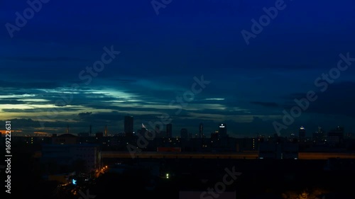 Bangkok, Thailand-Aug 26,2017: Bangkok Sky with sunset form day to night. Time Lapse