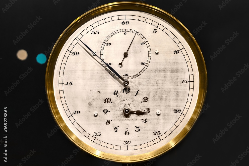 Old clock closeup made out of steel Old clock closeup made out of steel