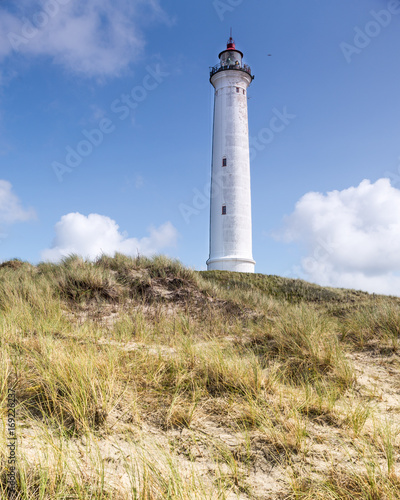 Lighthouse of Norre Lyngvig at the Danish coast of the northern sea