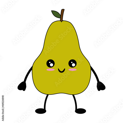 Pear delicious fruit cute kawaii cartoon icon vector illustration design