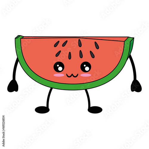Watermelon sweet fruit cute kawaii cartoon icon vector illustration design
