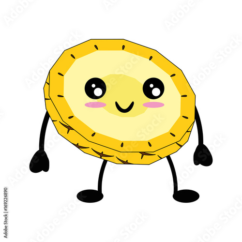 Sweet and delicious pineapple cute kawaii cartoon icon vector illustration design