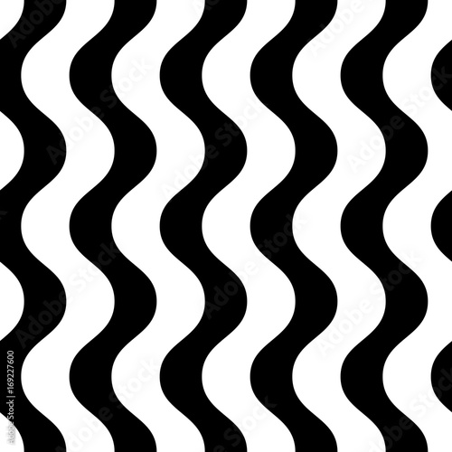 Wavy lines seamless pattern, black and white waves