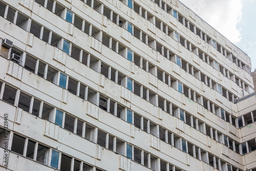 distroyed apartment block without windows photo