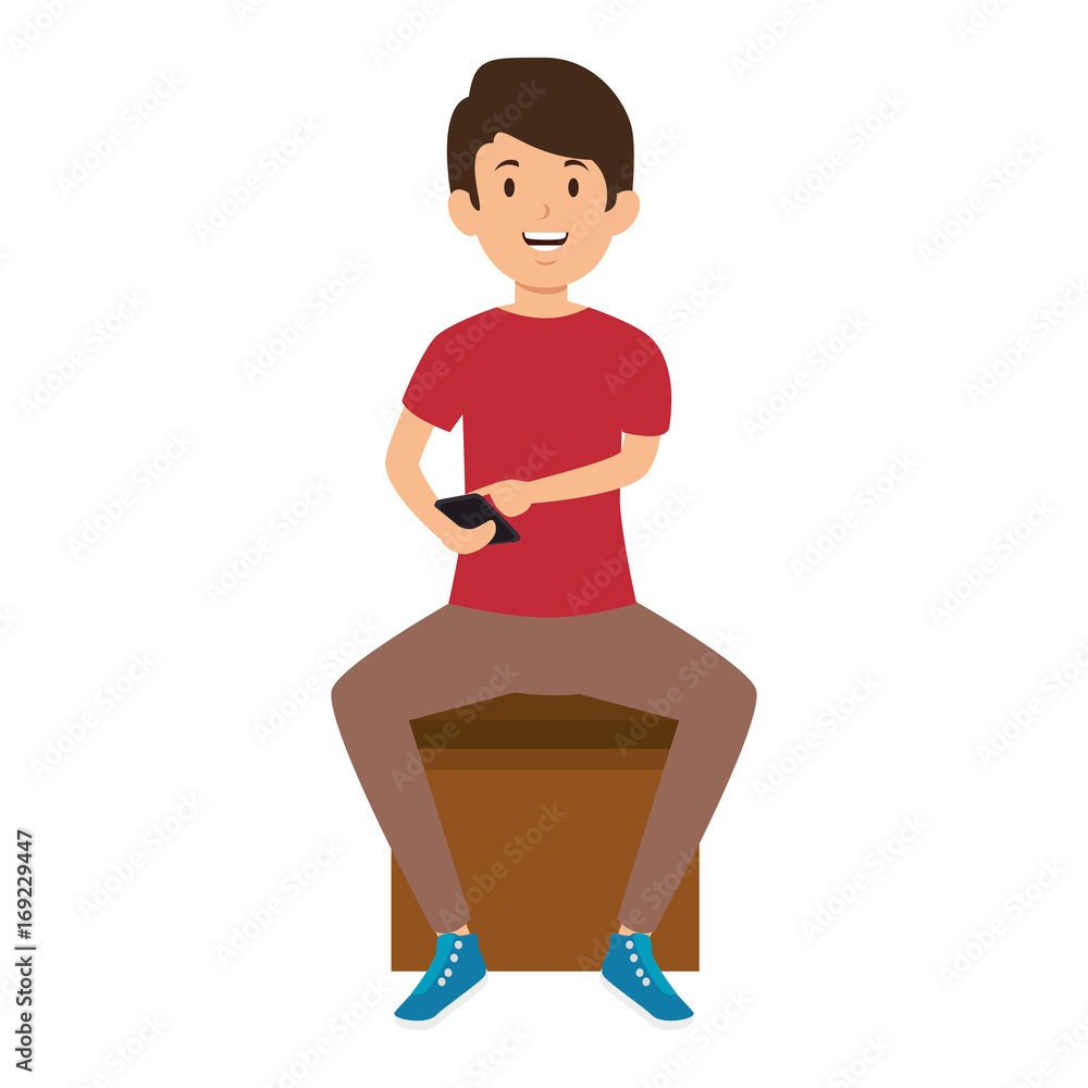 Man with smartphone icon vector illustration graphic design Man with smartphone icon vector illustration graphic design