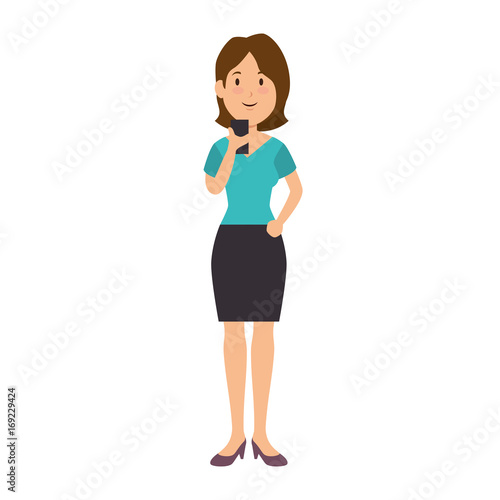 Woman with smartphone icon vector illustration graphic design