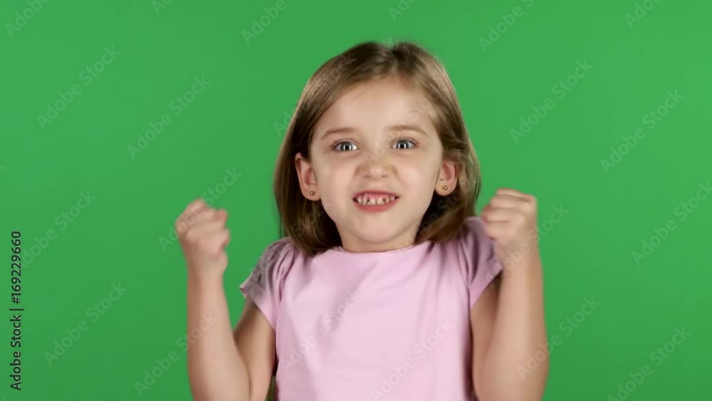 Child is angry, she is very nervous. Green screen Child is angry, she is very nervous. Green screen
