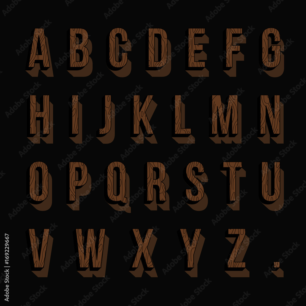 Set of wood alphabet letters. Vector illustration. Set of wood alphabet letters. Vector illustration.