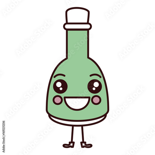 oil bottle spa product kawaii character vector illustration design