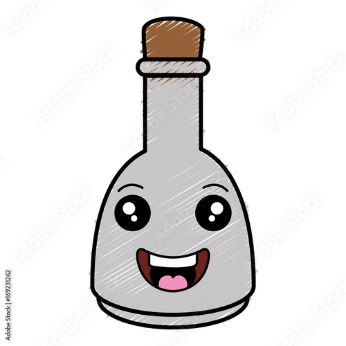 oil bottle spa product kawaii character vector illustration design