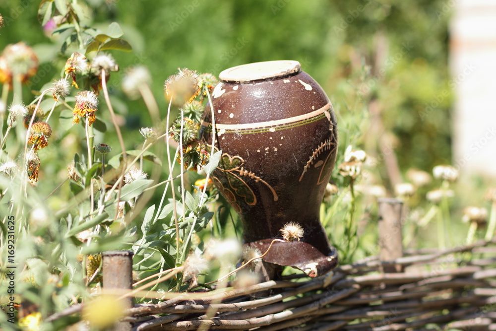 Fototapeta premium Old clay jug for the designer