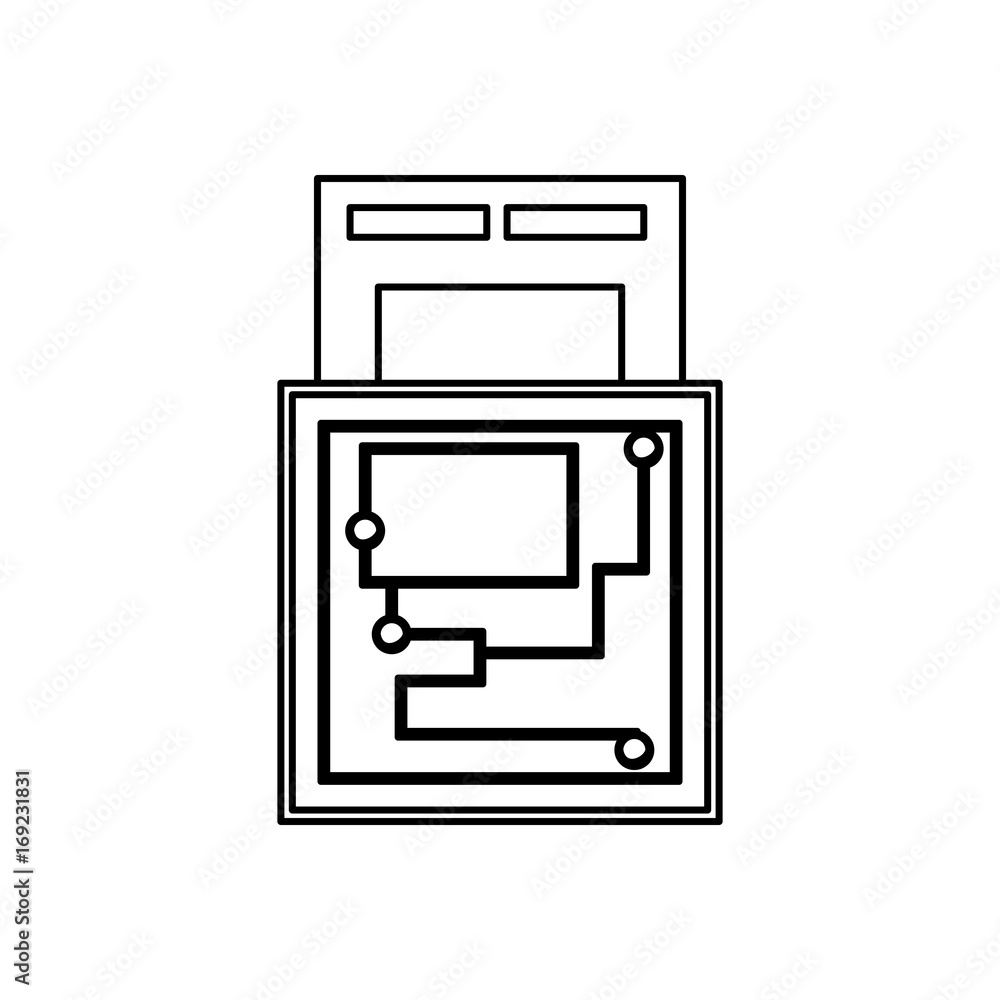 Microchip integrated circuit icon vector illustration graphic design