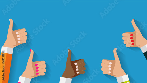 Flat Design Thumbs Up Background . Vector Illustration photo