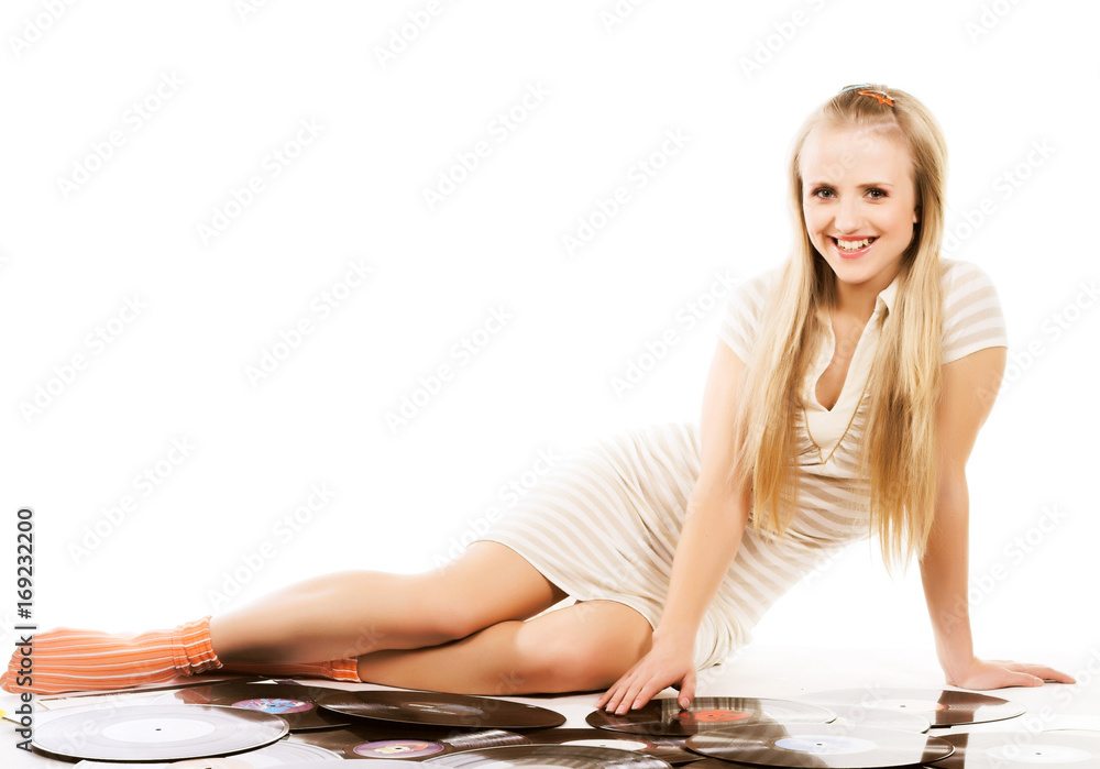 music woman over white background music woman over white background