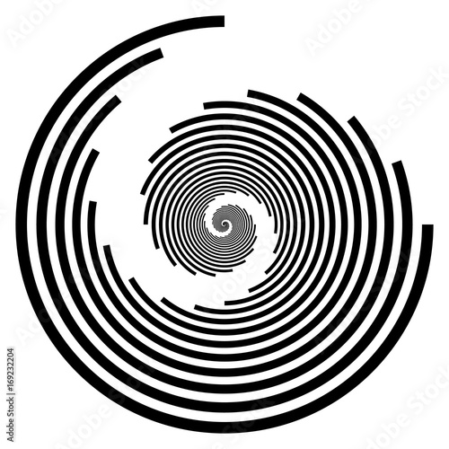 Circular geometric motif. Abstract grayscale op-art element