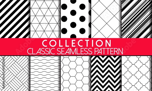 COLLECTION OF CLASSIC BACKGROUND. BASIC GEOMETRIC SEAMLESS VECOT PATTERN