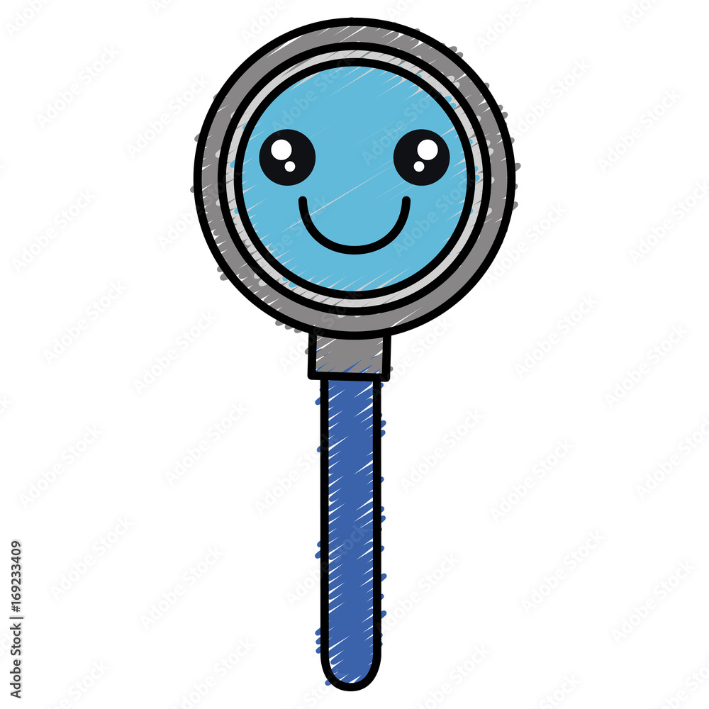 search magnifying glass kawaii character vector illustration design