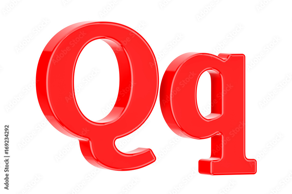 English red letter Q with serifs, 3D rendering English red letter Q with serifs, 3D rendering