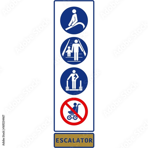 VECTOR. Set of icons. Escalator sign icons on white background. For safe work. For any use. Warns.