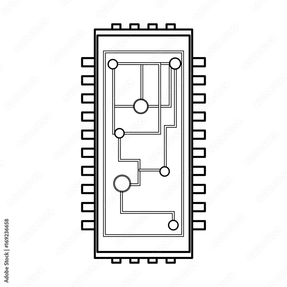Microchip integrated circuit icon vector illustration graphic design
