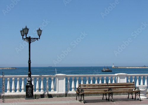 Embankment on the Black sea in Sevastopol on a Sunny day.