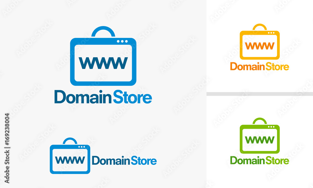 Domain Store logo designs vector illustration, Web Store logo template, Online Shop logo