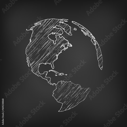 Fototapeta Naklejka Na Ścianę i Meble -  Vector globe icon of the world. pencil sketched