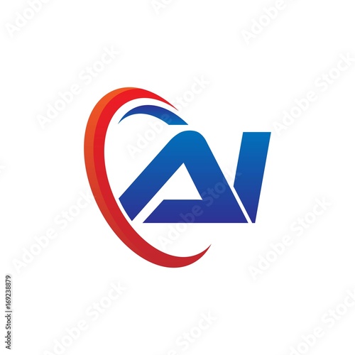 modern dynamic vector initial letters logo aa with circle swoosh red blue