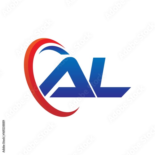 modern dynamic vector initial letters logo aa with circle swoosh red blue