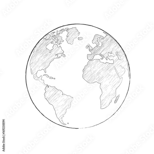 Vector globe icon of the world. pencil sketched
