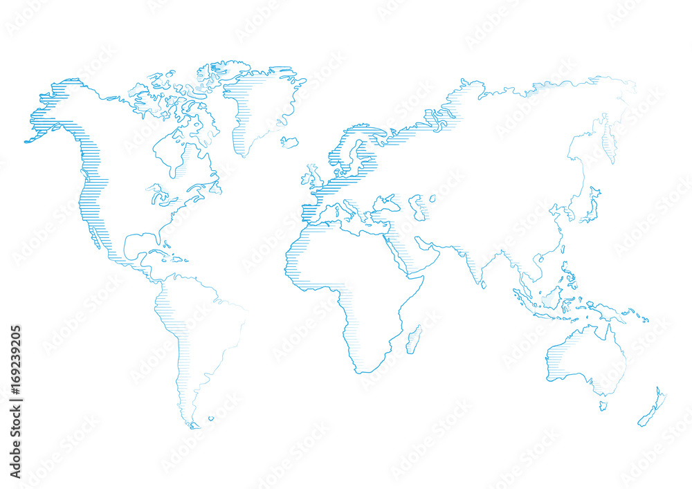 vector illustration world map pencil sketched