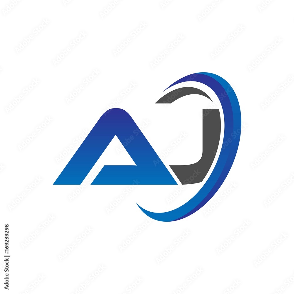 vector initial logo letters aj with circle swoosh blue gray vector initial logo letters aj with circle swoosh blue gray