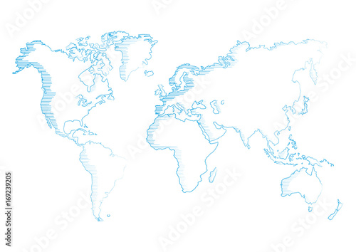 vector illustration world map pencil sketched