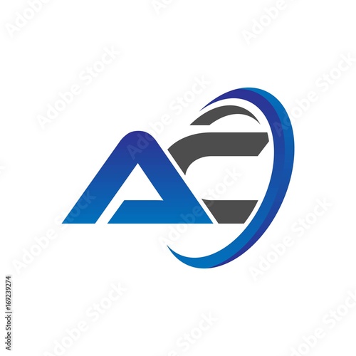 vector initial logo letters ac with circle swoosh blue gray