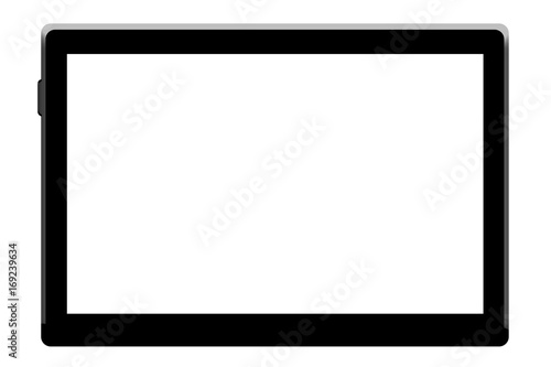 Black tablet template on white background.