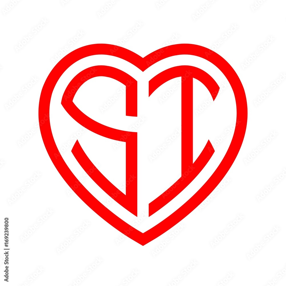 initial letters logo si red monogram heart love shape initial letters logo si red monogram heart love shape