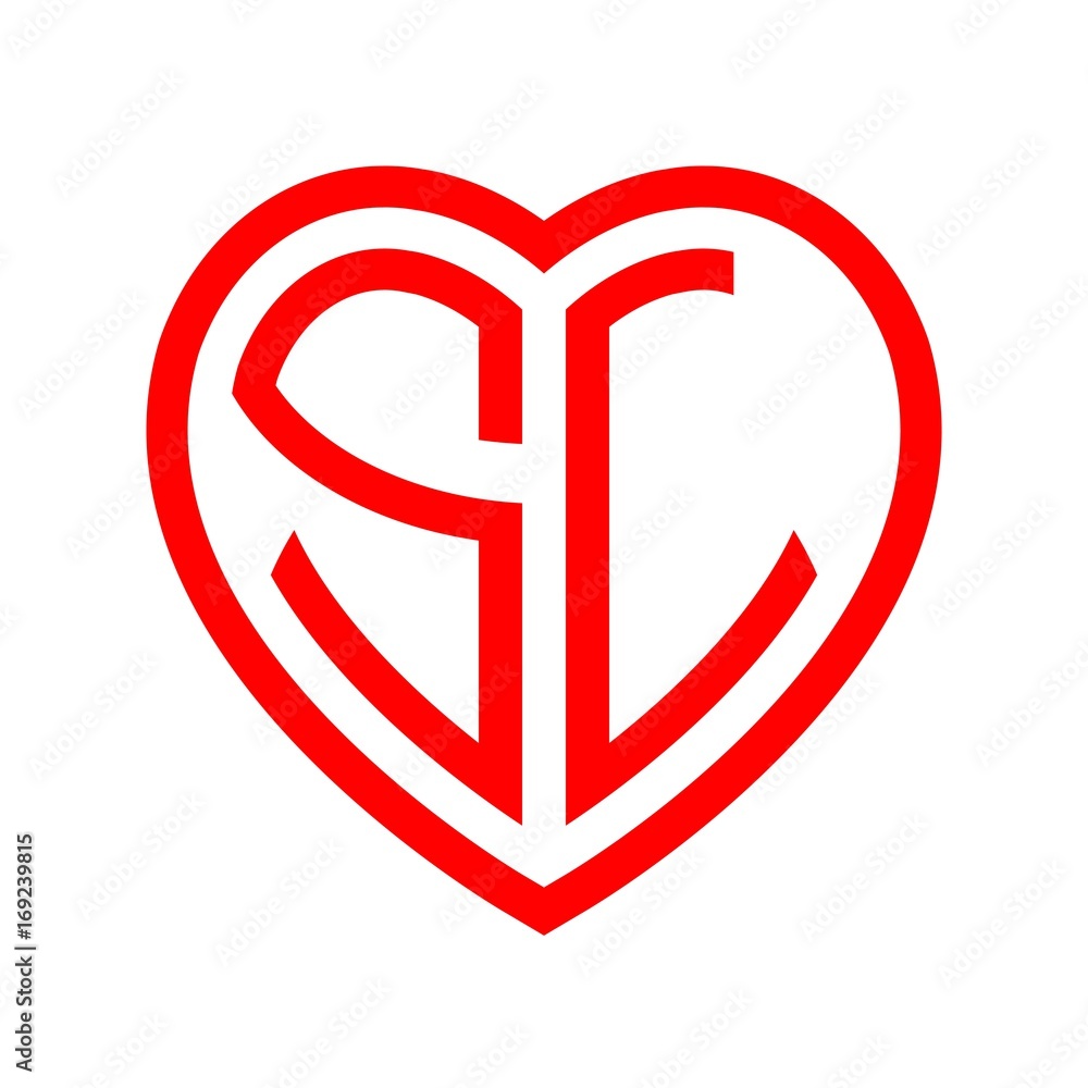 initial letters logo sl red monogram heart love shape initial letters logo sl red monogram heart love shape