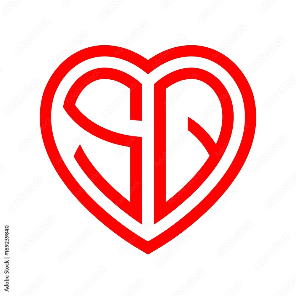 initial letters logo sq red monogram heart love shape initial letters logo sq red monogram heart love shape