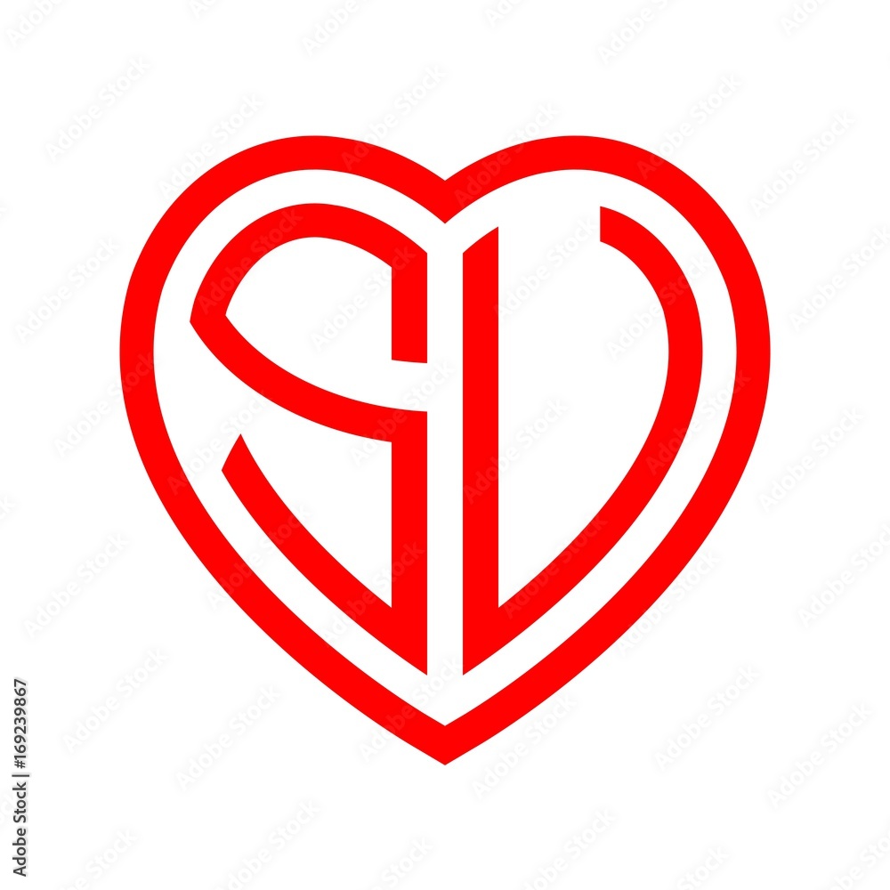 initial letters logo su red monogram heart love shape initial letters logo su red monogram heart love shape