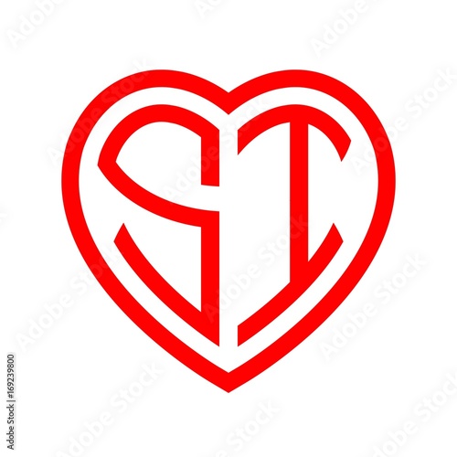 Free Download initial letters logo si red monogram heart love shape - GFXLoad