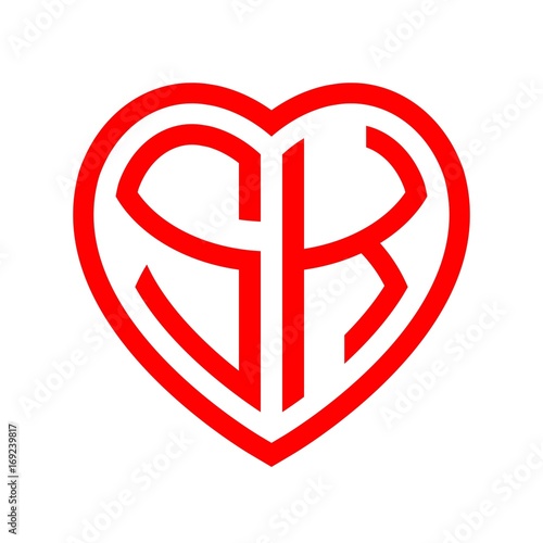 Free Download initial letters logo sk red monogram heart love shape - GFXLoad