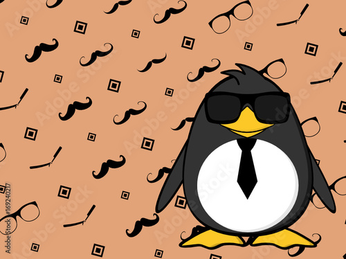hipster penguin baby cartoon expression background  in vector format 